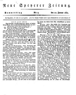 Neue Speyerer Zeitung Donnerstag 20. Januar 1831