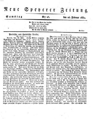 Neue Speyerer Zeitung Samstag 26. Februar 1831