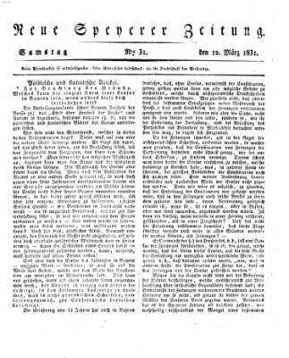 Neue Speyerer Zeitung Samstag 12. März 1831