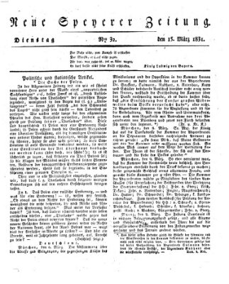 Neue Speyerer Zeitung Dienstag 15. März 1831