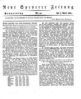 Neue Speyerer Zeitung Donnerstag 7. April 1831