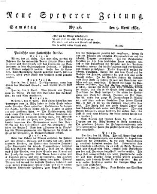 Neue Speyerer Zeitung Samstag 9. April 1831