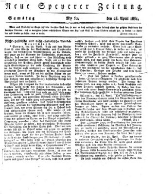 Neue Speyerer Zeitung Samstag 23. April 1831