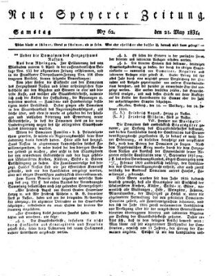 Neue Speyerer Zeitung Samstag 21. Mai 1831