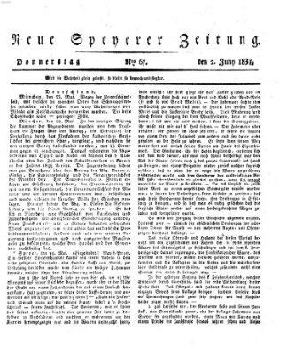 Neue Speyerer Zeitung Donnerstag 2. Juni 1831