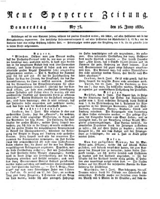 Neue Speyerer Zeitung Donnerstag 16. Juni 1831