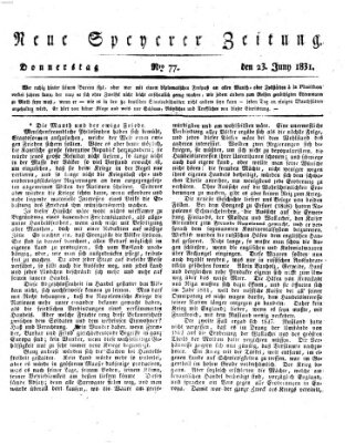 Neue Speyerer Zeitung Donnerstag 23. Juni 1831