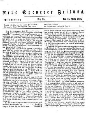 Neue Speyerer Zeitung Dienstag 12. Juli 1831