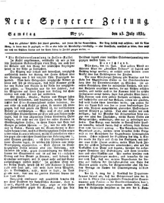 Neue Speyerer Zeitung Samstag 23. Juli 1831