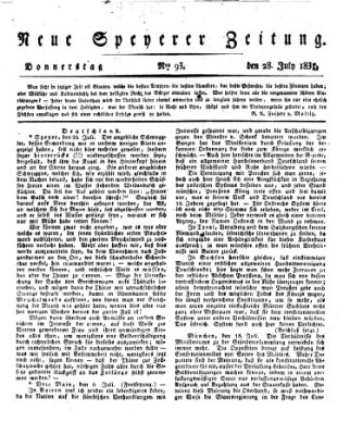 Neue Speyerer Zeitung Donnerstag 28. Juli 1831