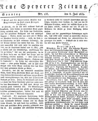 Neue Speyerer Zeitung Sonntag 8. Juli 1832