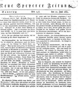 Neue Speyerer Zeitung Sonntag 22. Juli 1832