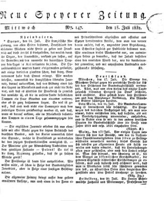 Neue Speyerer Zeitung Mittwoch 25. Juli 1832