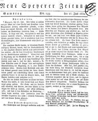 Neue Speyerer Zeitung Samstag 28. Juli 1832