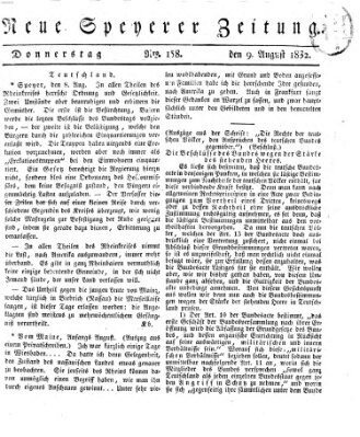 Neue Speyerer Zeitung Donnerstag 9. August 1832