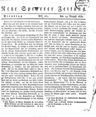 Neue Speyerer Zeitung Dienstag 14. August 1832