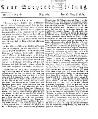 Neue Speyerer Zeitung Mittwoch 15. August 1832