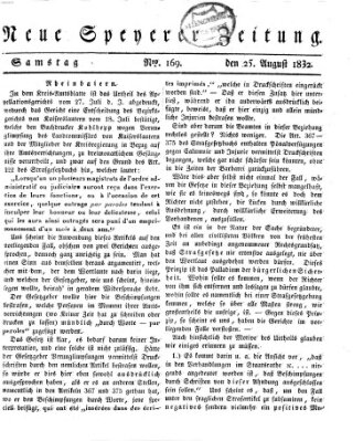 Neue Speyerer Zeitung Samstag 25. August 1832