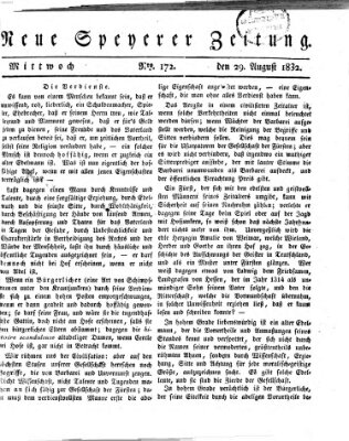 Neue Speyerer Zeitung Mittwoch 29. August 1832