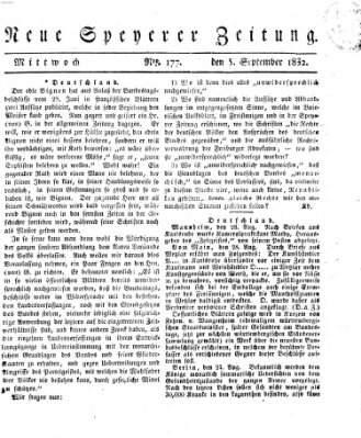 Neue Speyerer Zeitung Mittwoch 5. September 1832