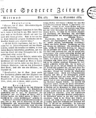 Neue Speyerer Zeitung Mittwoch 19. September 1832