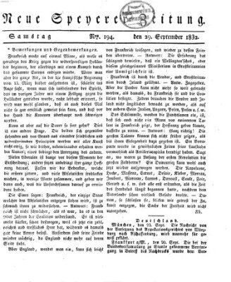 Neue Speyerer Zeitung Samstag 29. September 1832