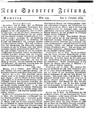 Neue Speyerer Zeitung Samstag 6. Oktober 1832