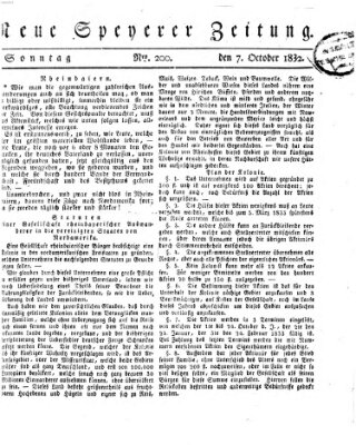 Neue Speyerer Zeitung Sonntag 7. Oktober 1832