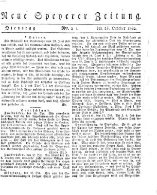 Neue Speyerer Zeitung Dienstag 23. Oktober 1832