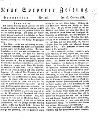 Neue Speyerer Zeitung Donnerstag 25. Oktober 1832