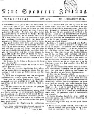 Neue Speyerer Zeitung Donnerstag 1. November 1832