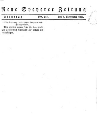 Neue Speyerer Zeitung Dienstag 6. November 1832