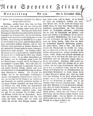 Neue Speyerer Zeitung Donnerstag 6. Dezember 1832