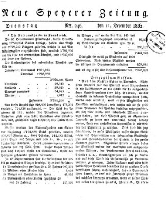 Neue Speyerer Zeitung Dienstag 11. Dezember 1832