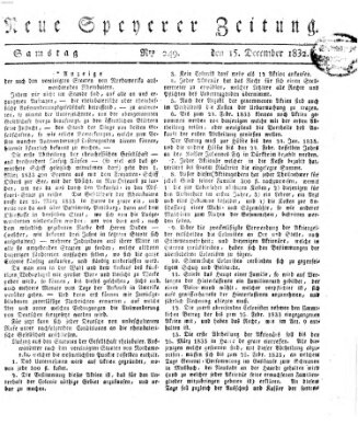 Neue Speyerer Zeitung Samstag 15. Dezember 1832