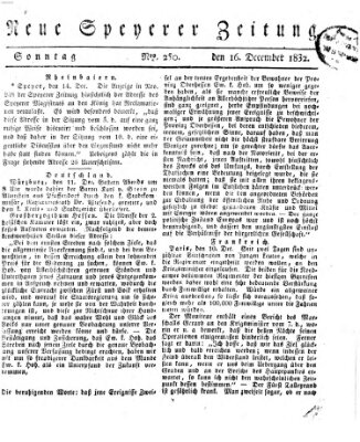 Neue Speyerer Zeitung Sonntag 16. Dezember 1832