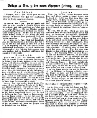 Neue Speyerer Zeitung Samstag 12. Januar 1833