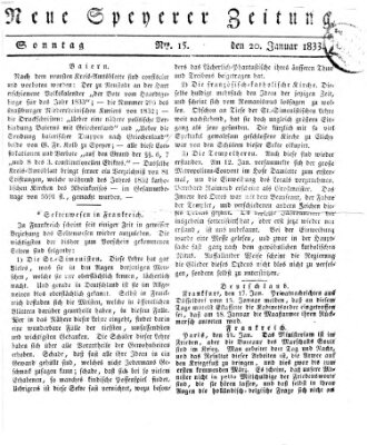 Neue Speyerer Zeitung Sonntag 20. Januar 1833