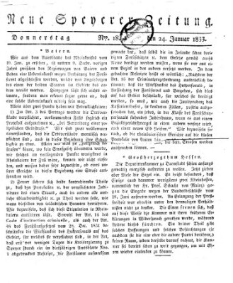 Neue Speyerer Zeitung Donnerstag 24. Januar 1833