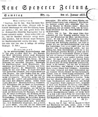 Neue Speyerer Zeitung Samstag 26. Januar 1833