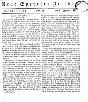 Neue Speyerer Zeitung Donnerstag 31. Januar 1833