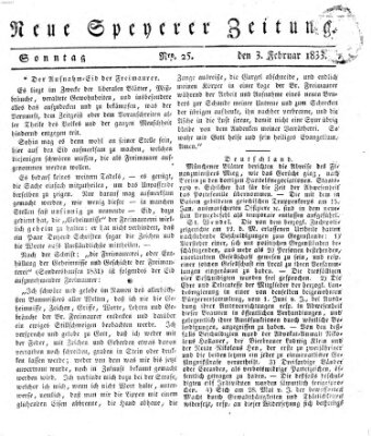 Neue Speyerer Zeitung Sonntag 3. Februar 1833