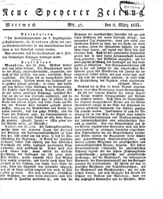 Neue Speyerer Zeitung Mittwoch 6. März 1833