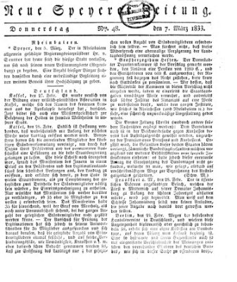 Neue Speyerer Zeitung Donnerstag 7. März 1833