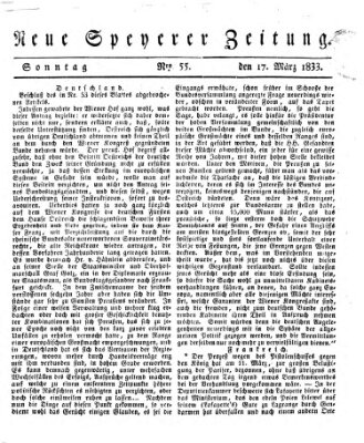 Neue Speyerer Zeitung Sonntag 17. März 1833