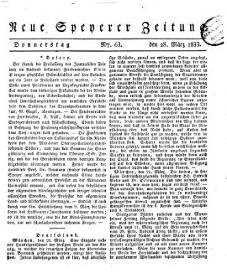 Neue Speyerer Zeitung Donnerstag 28. März 1833