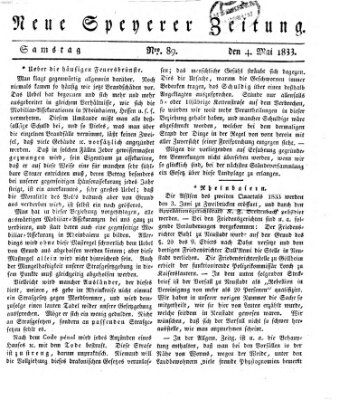 Neue Speyerer Zeitung Samstag 4. Mai 1833