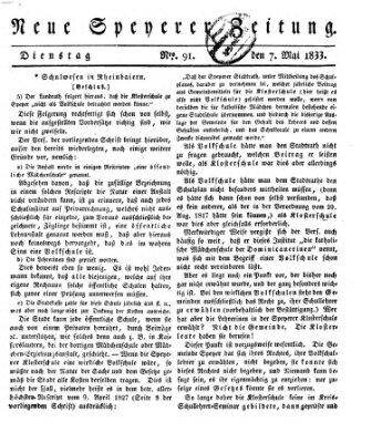 Neue Speyerer Zeitung Dienstag 7. Mai 1833