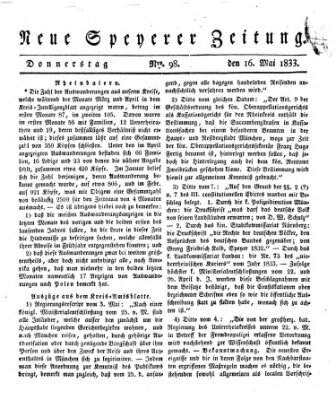 Neue Speyerer Zeitung Donnerstag 16. Mai 1833