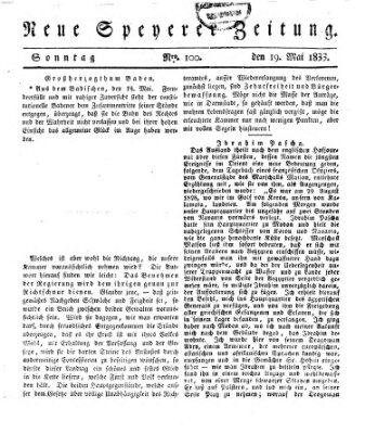 Neue Speyerer Zeitung Sonntag 19. Mai 1833